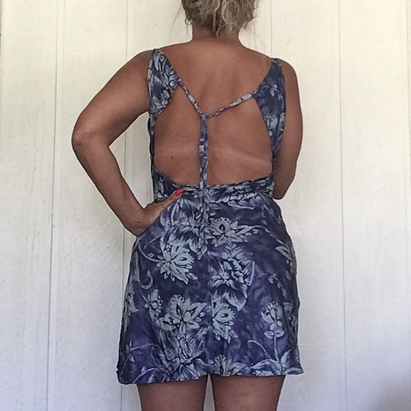 VICTORIAS SECRET VINTAGE Y2K BLUE SILK SLIP MED - Picture 5 of 9